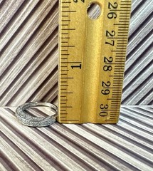 Vintage FAS Sterling Silver Real Diamond Half Filigree Eternity Band Ring 5.75