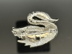 Gerrys Brushed Silver Swan Small Brooch Pin Blue Eye Rhinestone Costume Jewelry