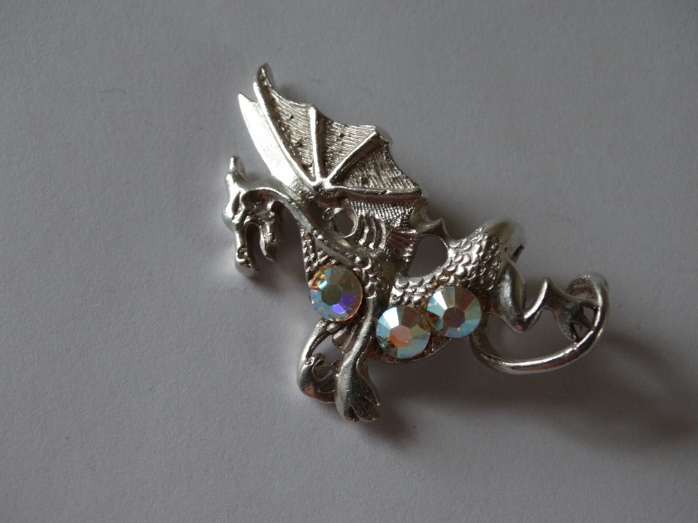 vintage sterling silver dragon pendant 1.5 inches tall