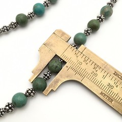 32.8g Handmade Sterling Silver & 8mm Green Turquoise Necklace 20″ #55