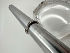 Vintage Sterling Silver Ornate Offset Ring CZs Size 5 JB23