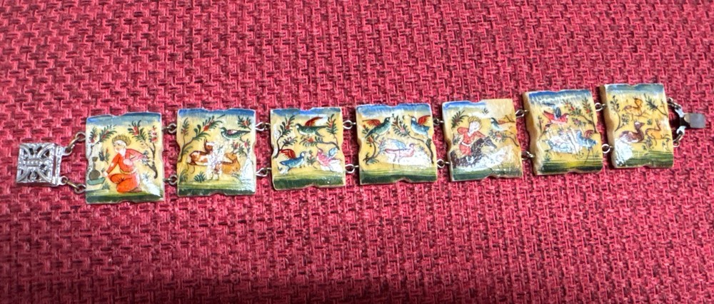 Antique Hand Painted 7-Panel Story Bracelet