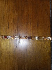 925 Imprinted Multi Color Gemstones Vintage Bracelet As Is