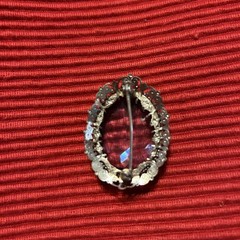 Vintage Oval London Blue Topaz Gem Stone Brooch W/ Silvertone Filigree