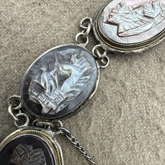 VTG 800 Silver & Gold Italy Carved Cameo Bracelet 7 Greek Gods Days Week 7.25”