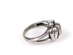Vtg Sterling Silver 925 Art Nouveau Style Pink Solitaire Stone Ring Size 5.25