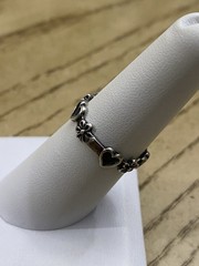 Vintage Sterling Silver 925 Ornate Heart Floral Design Uncas Band Ring Size 7