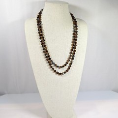 Vintage Crystal Necklace Root Beer AB Aurora Borealis 52 in Opera Length