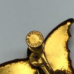Vintage Butterfly Earrings Gold Tone Sterling Silver Hand Painted Clip On