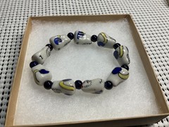 Vintage Porcelain Cats Blue Bracelet – Stretchable