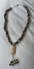 Vintage 70s Boho Real Small Sea Shell Brown Cream Strand Necklace Beachy Coastal