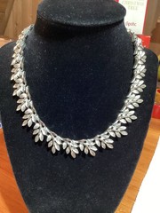 Lisner Vintage Necklace Signed Choker Leaf Silver Tone Adjustable Jewelry