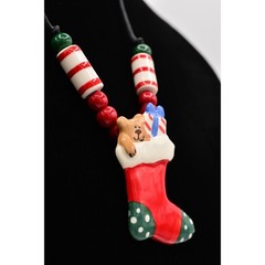 Flying Colors Vintage Christmas Necklace Teddy Stocking Festive Holiday Bin1