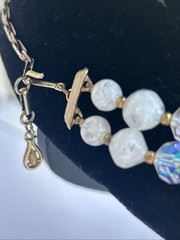 Vintage Lisner 2-strand White Lucite Crystal Aurora Borealis Necklace Beaded $18
