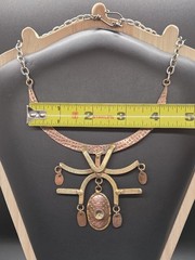 Vtg Brutalist Mixed Metals Abstract Bib Collar Choker Handmade Necklace AS IS