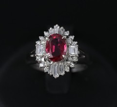 Fine 1.22ct GIA Certified Ruby & 0.54ct Diamond Platinum Ring, Size 4.75