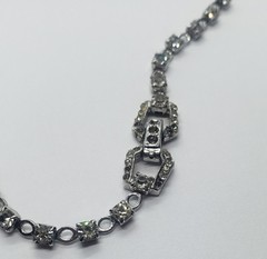 Vtg Glamour Jewels By Lustern Rhodium Plated And Rhinestone Necklace Set In Box