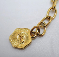 Vintage RJ Graziano lucite bead and goldtone herringbone chain necklace