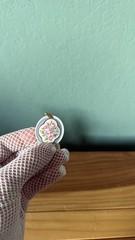 Vintage Avon 1989 Porcelain Floral Pendant Pink Roses Gold Accent 1.25”