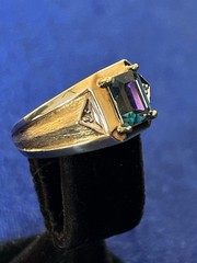 Vintage Estate 50’s Sterling Silver Gold Vermeil Blue Mystic Topaz Men’s Ring