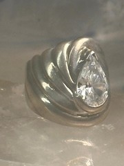 Vintage cz ring cigar band cocktail pinky size 4.75 Sterling silver women