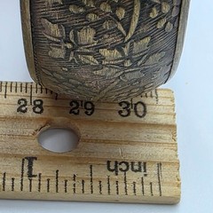 Vintage 1950s Floral Embossed Brass Plated Copper Bangle Bracelet 8″ Mid Century