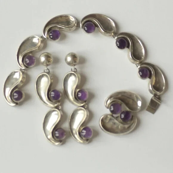 Antonio Pineda attributed Mexico sterling silver Amethyst Set