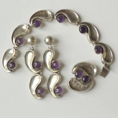 Antonio Pineda attributed Mexico sterling silver Amethyst Set