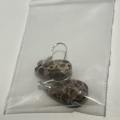 Teardrop Asteroid Jasper Sterling French Wire Earrings Natural Gemstone Casual