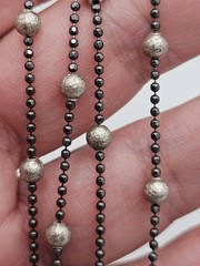 Vintage JCM Sterling Silver Italian Beaded Station Long Chain Necklace 60″