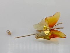 Swarovski Paradise Butterfly Pin 925 Sterling Gold Crystal Stand Box COA No Mag