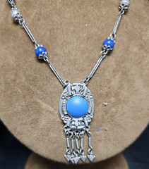 SILVER 800 TURQUOISE NECKLACE VINTAGE JEWELLERY COLLECTABLES GIFT