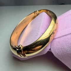 Hollow Gold Wash 925 Sterling 6-3/4″ x 1/2″ ITALY Vintage hinged Bangle Bracelet