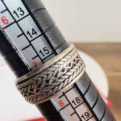 VINTAGE 925 Sterling Silver Wide Spinner Ring Tire Tread Size 7.5 wavy Band