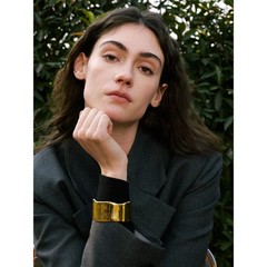 Vintage Gold Wide Cuff Waterproof Stainless Steel Statement Bangle