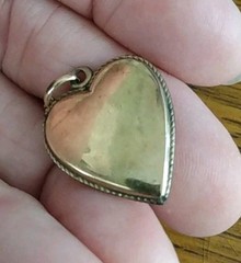 antique Edwardian Gold Filled heart Shaped Pendant & 18 Inch Gold Filled Chain