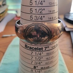 Midcentury Modern Middle East Silver & Niello Picture Bracelet Palms Camel Boat