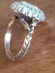.80 Ct. Super RARE 1800s 14K GOLD EMERALD & ROUGH CUT DIAMOND RING SZ-8 #217