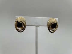 Vintage Signed Alice Gold Tone Circle Screw Back Earrings 3D 80s