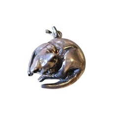Vintage Jezlaine curled up cat sterling charm