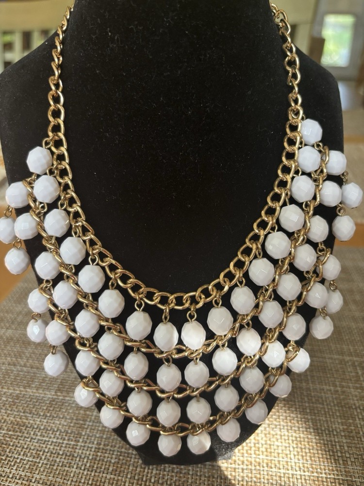 100% Vintage (not Inspired) Bib Necklace 4 Strands Cuban Like Heavy Chains