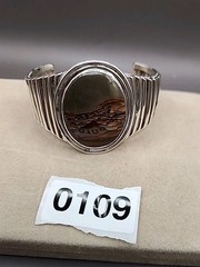 Vintage Navajo Picture Jasper Sterling Silver Cuff Bracelet Small 6″ No Markings