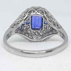 Art Deco Style 2.5Ct Sapphire Lab Created Diamond 14K White Gold FN Wedding Ring