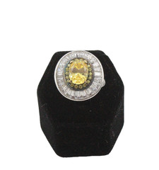 Contemporary Vermiel Sterling Silver Yellow CZ Ring Sz 5