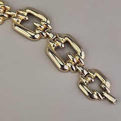 Vintage Chain Bracelet 21mm Glossy Gold Tone 7.25″