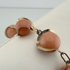 Vintage Stone Bracelet Caged Wire Wrapped Gold Tone 6.25″