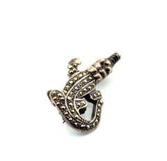 Vintage 925 Sterling Silver Marcasite Alligator Brooch/Pin 6.9g