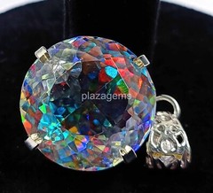 Pretty Round 90 TCW Mystic Topaz 925 Sterling Silver Gemstone Pendant 4SUG