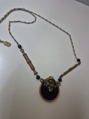 Vtg PIDIDDLY LINKS necklace Art Nouveau Victorian woman style pendant Signed