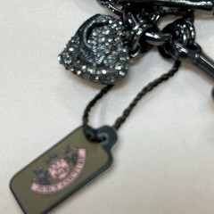 JUICY COUTURE Black Tone Chain Pave Heart & J Pendant Necklace NIB VINTAGE Y2K
